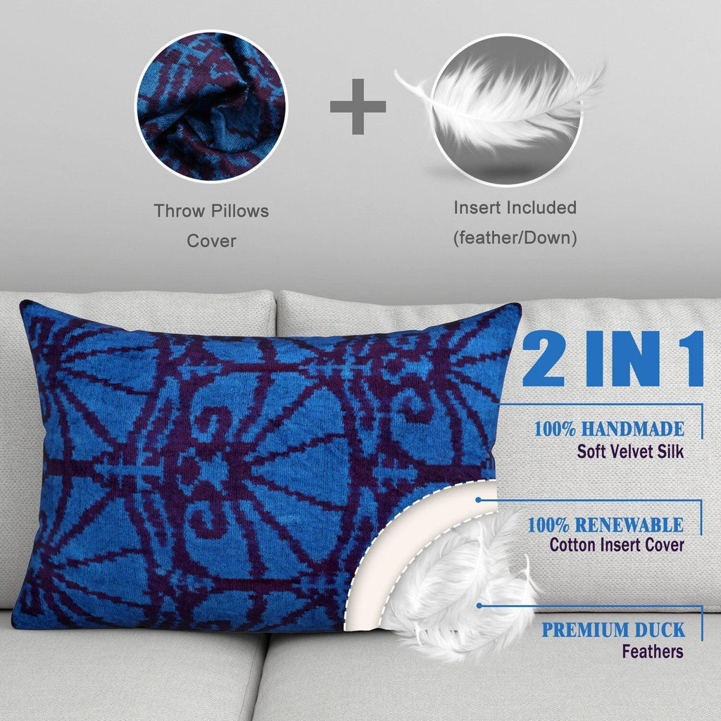 Canvello Decorative Blue Lumbar Throw Pillows For Couch - 16x24 in