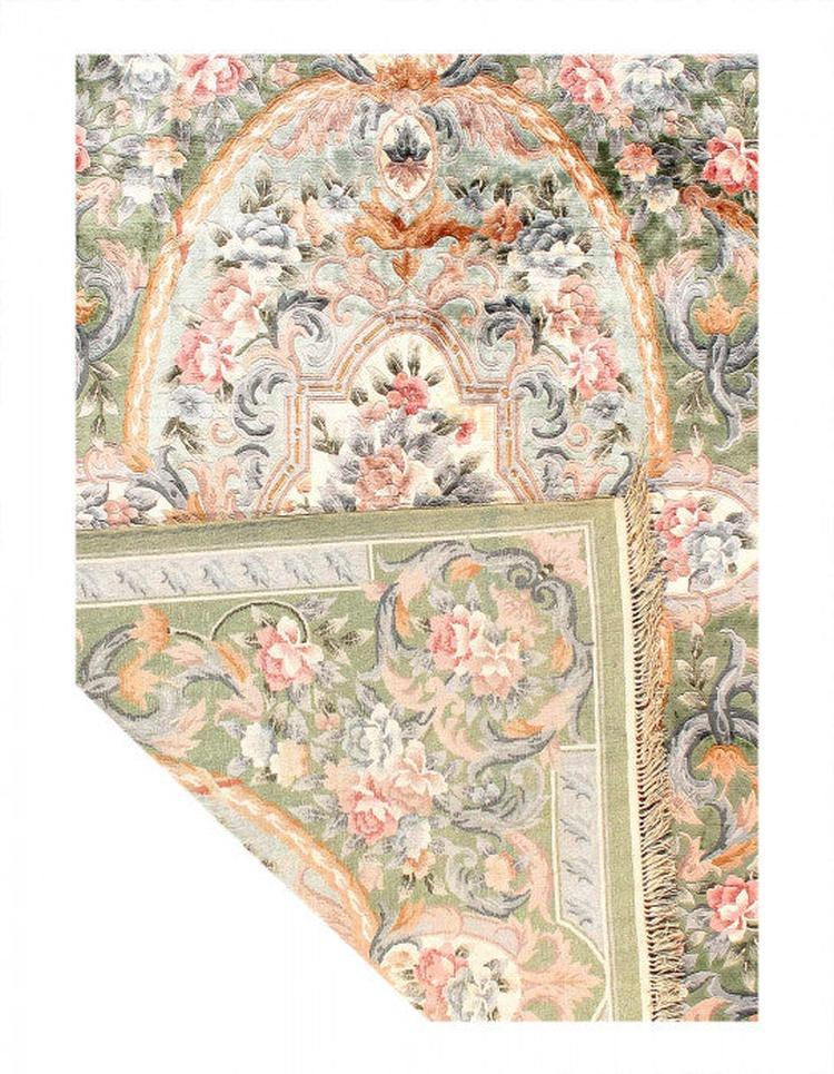 Canvello Fine Hand Knotted V.silk Chinese Aubusson rug 6' X 9'-1