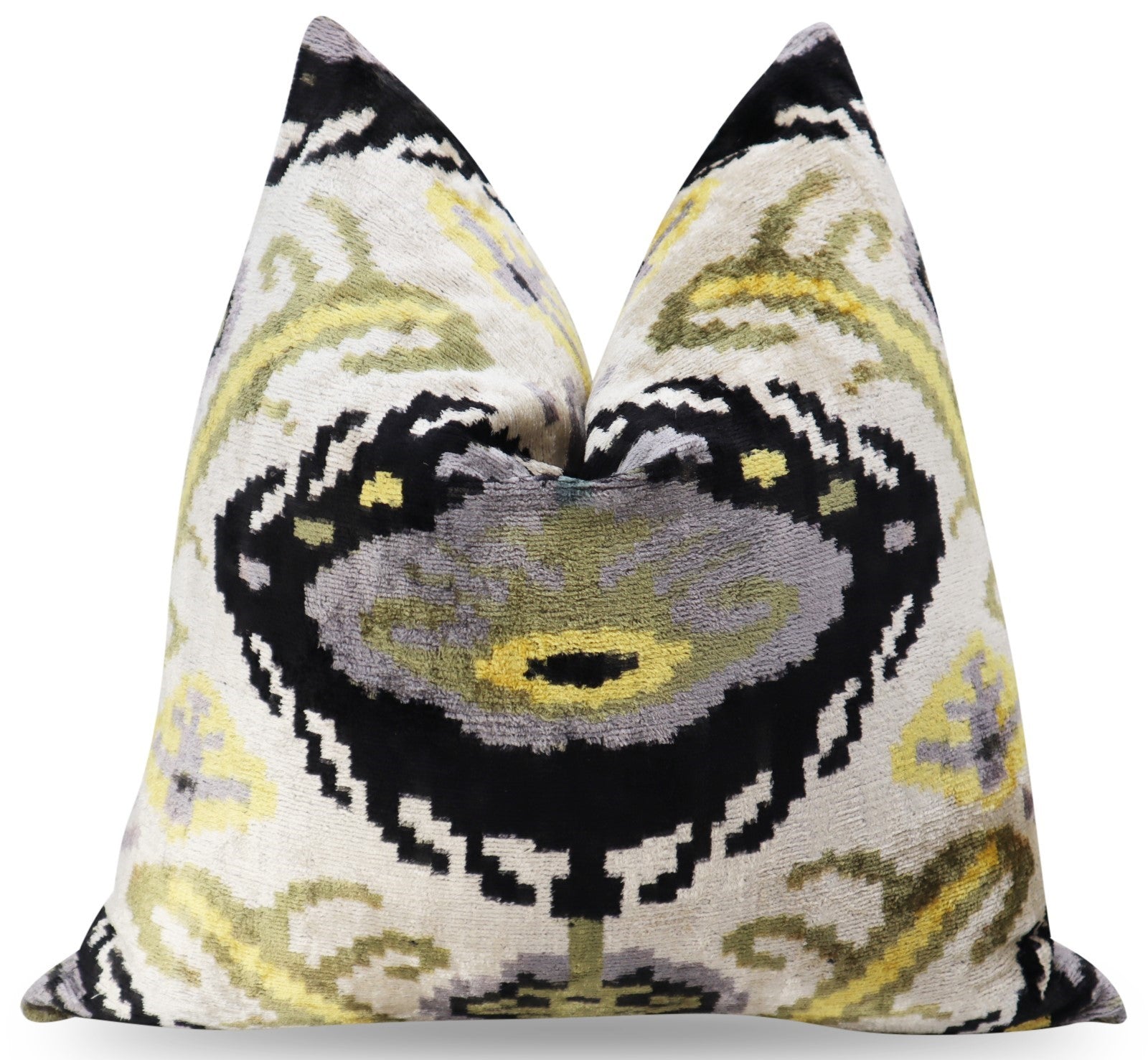 Canvello Handmade Gray Ivory Gold Velvet Throw Pillows - 20x20