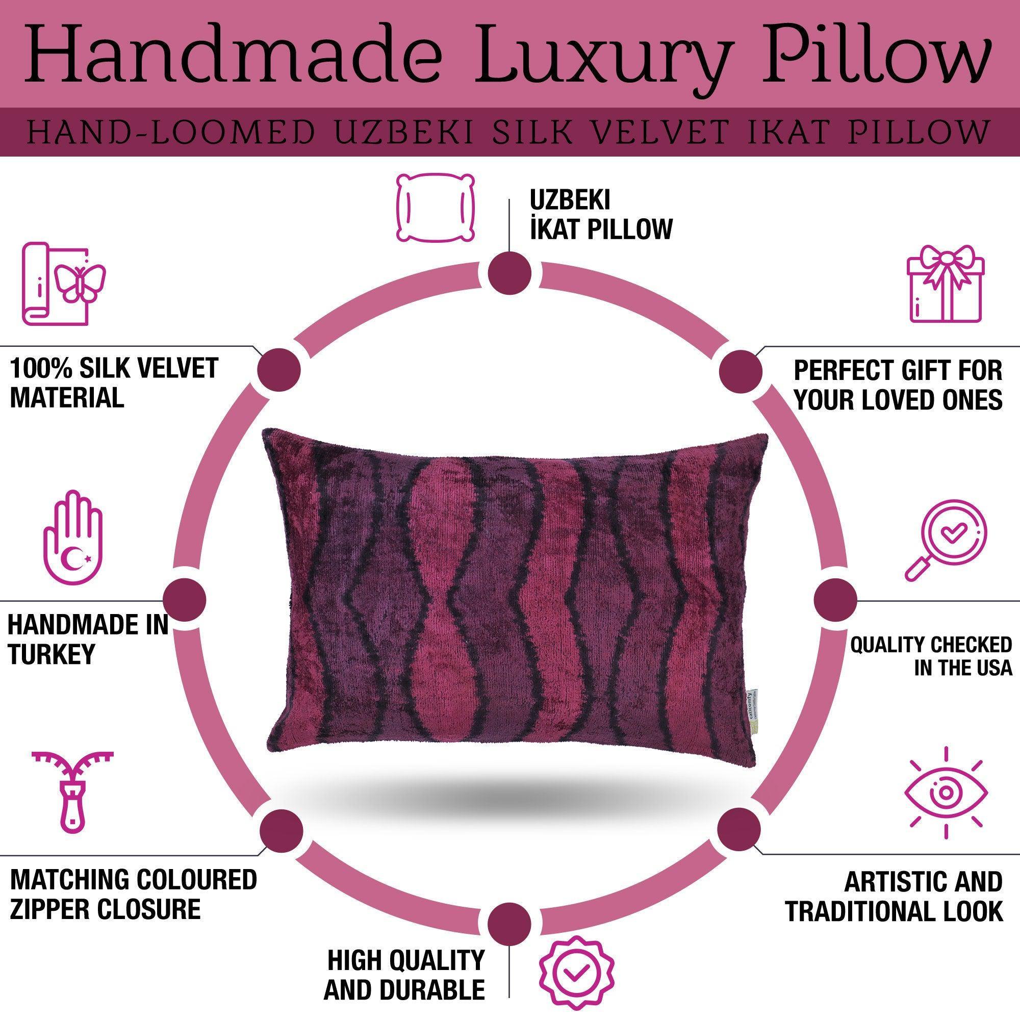Canvello Handmade Luxury Pink Throw Pillow with Down Insert - 16x24 in