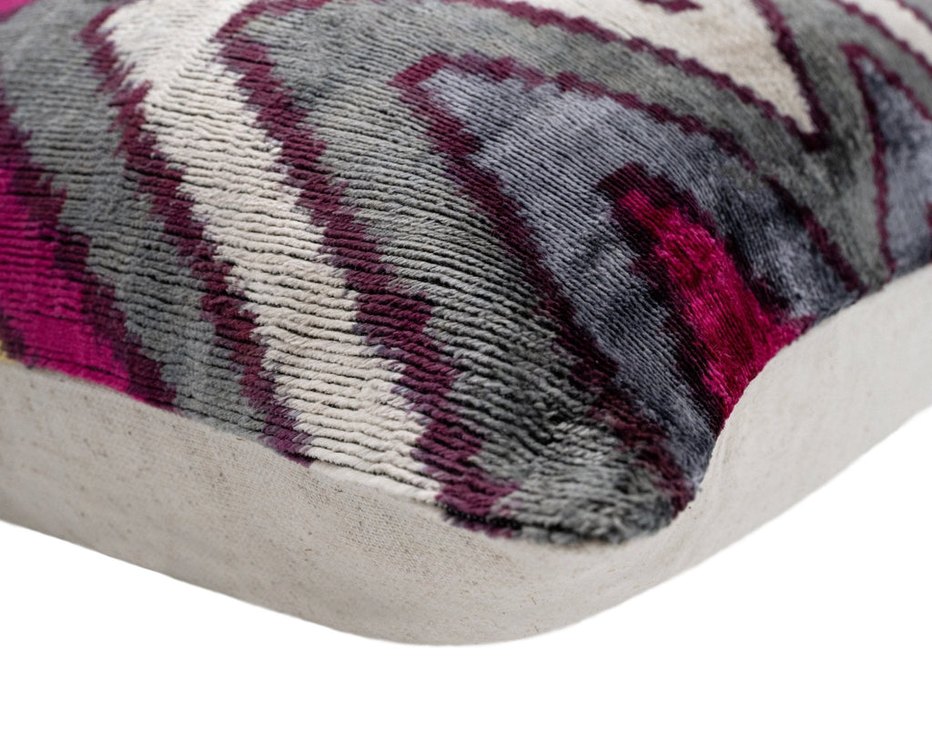 Canvello Handmade Luxury Purple Gray Chervon Decorative Pillow Cover & Premium Down Feather Insert Soft Velvet Silk Throw Cushion 16x24 in