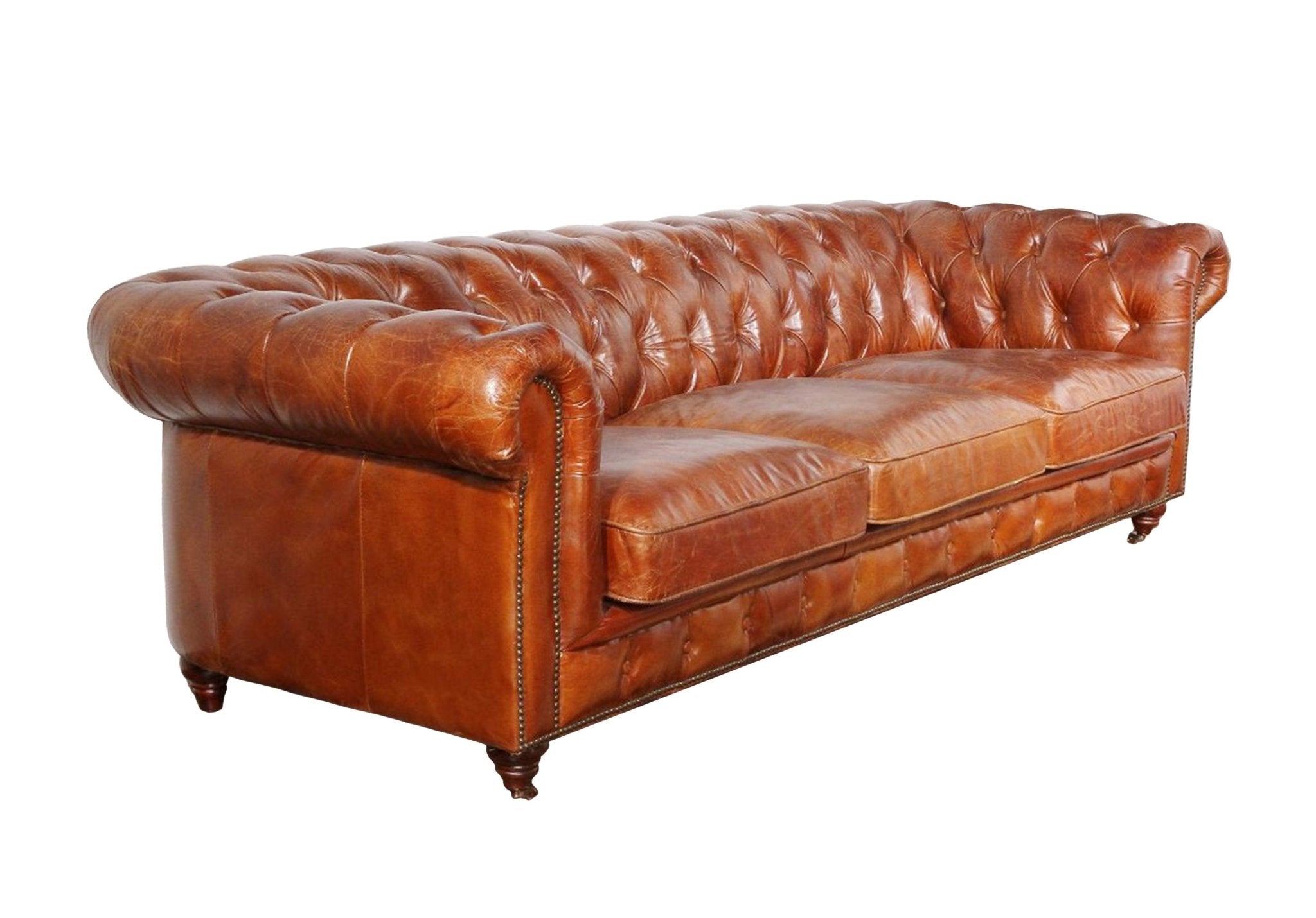 Canvello Paris Club Chester Bay Tufted Sofa, Brown-1
