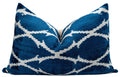 Canvello Unique THROW PILLOW + Down INSERT, Couch Cushion, Handmade Luxury Fabric, Decorative Super Soft Silk Velvet Navy Blue 16x24 in