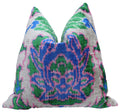Canvello Velvet Floral Navy Pink Throw Pillow with Down Insert - 18x18 in