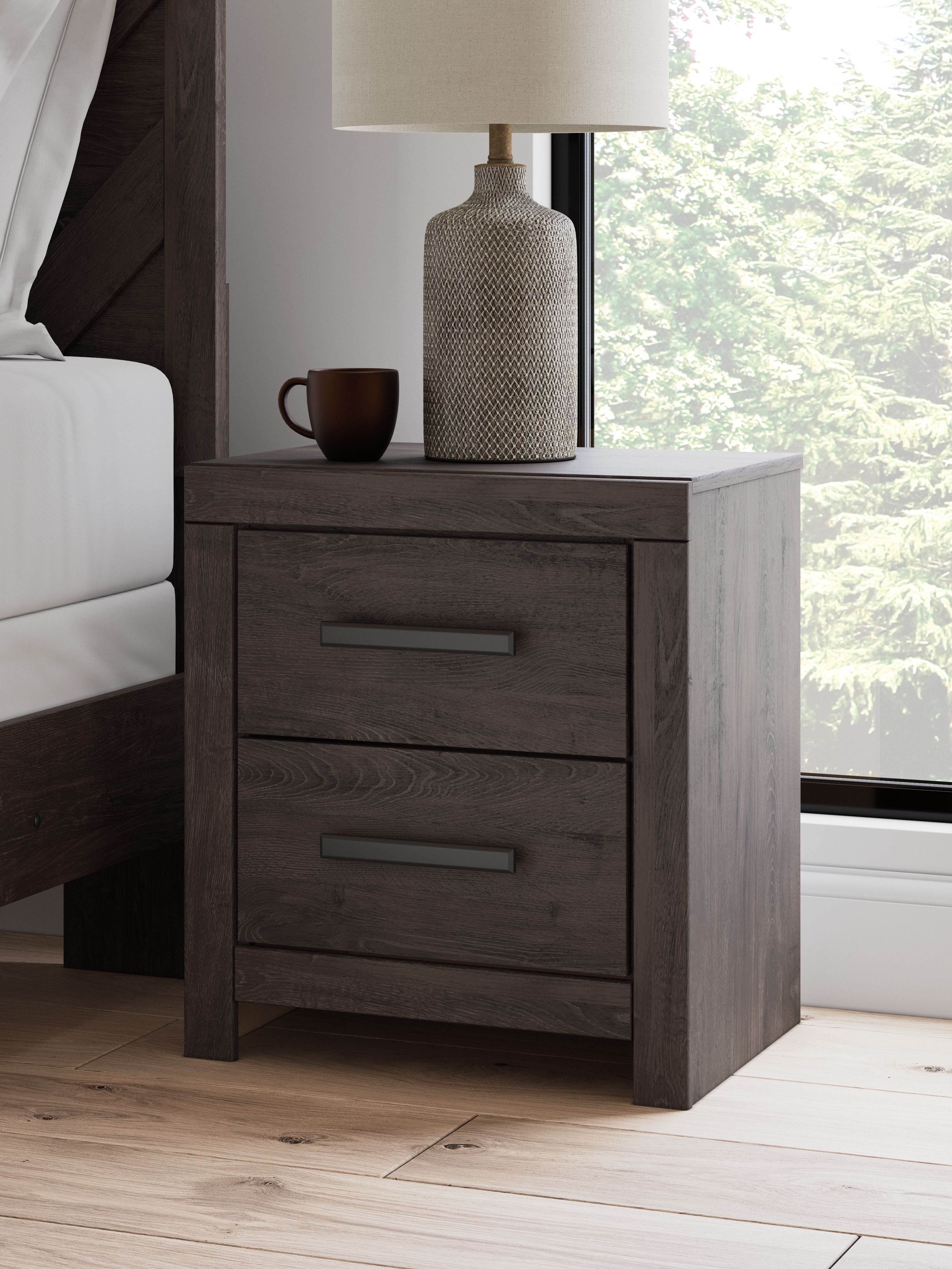 Prendonea - Two Drawer Night Stand - Charcoal-1