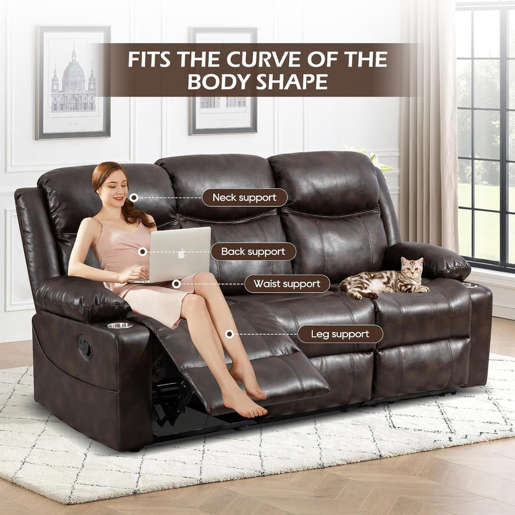 Chestnut Premium Recliner Sofa With Massage Deluxe-2