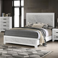 Contemporary White Color 1pc Queen Size Bed Beautiful Faux Marble Look Panel HB FB Bedroom Furniture
