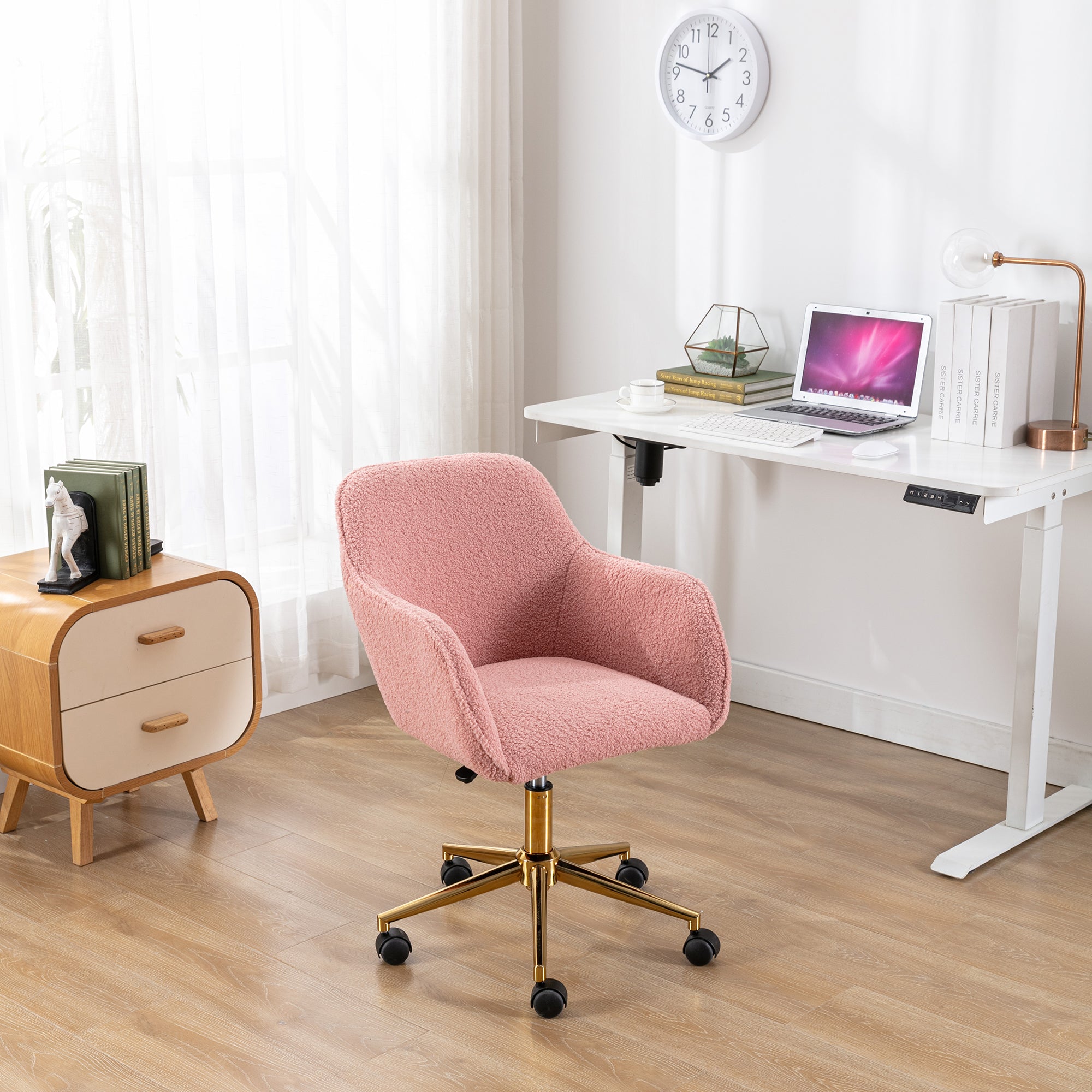 Pink Teddy adjustable Height 360 Revolving  Office Chair