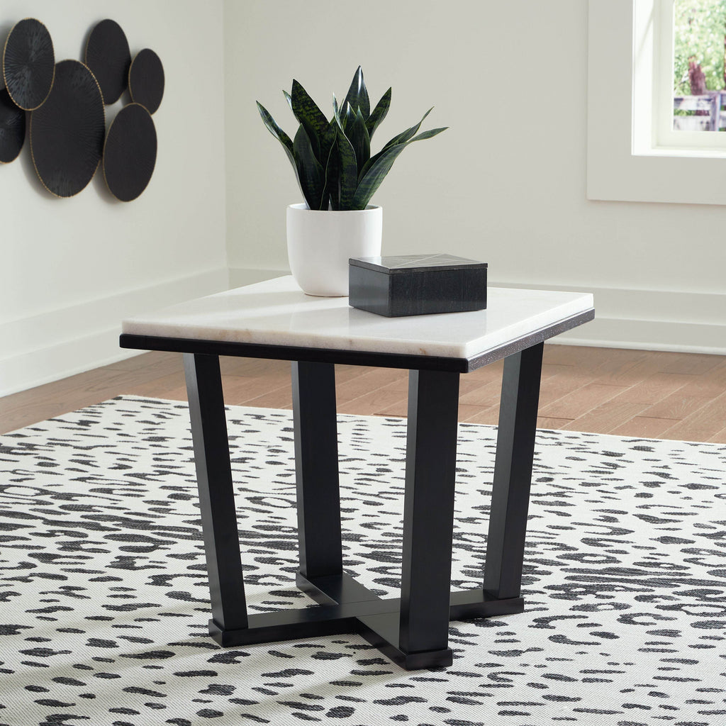 Fostead - Square End Table - White / Espresso-2