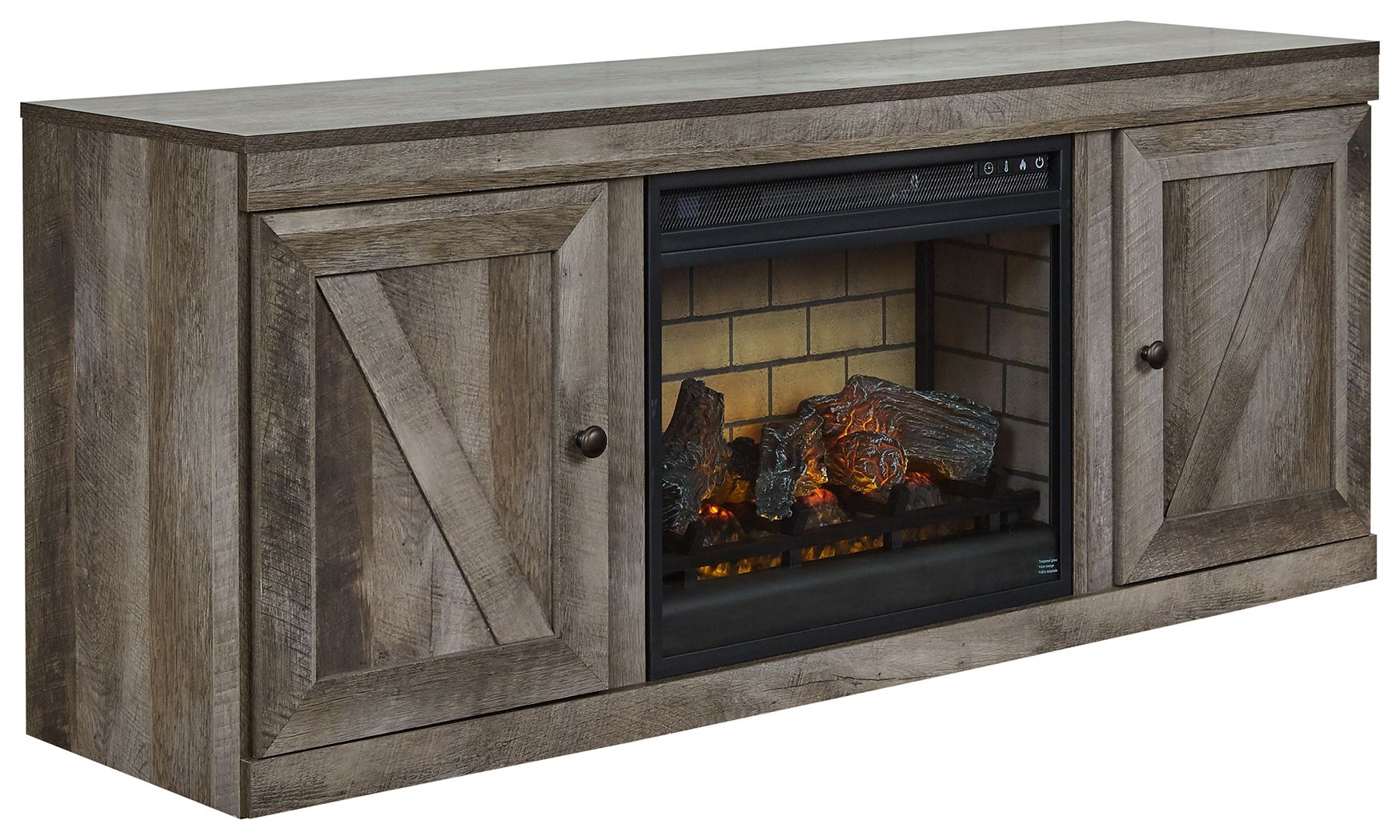 Wynnlow - TV Stand With Faux Firebrick Fireplace Insert - Gray-2