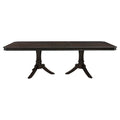Double Pedestal Base Dark Cherry Finish 1pc Dining Table with Extension Leaf Wooden Furniture 96-inch Table