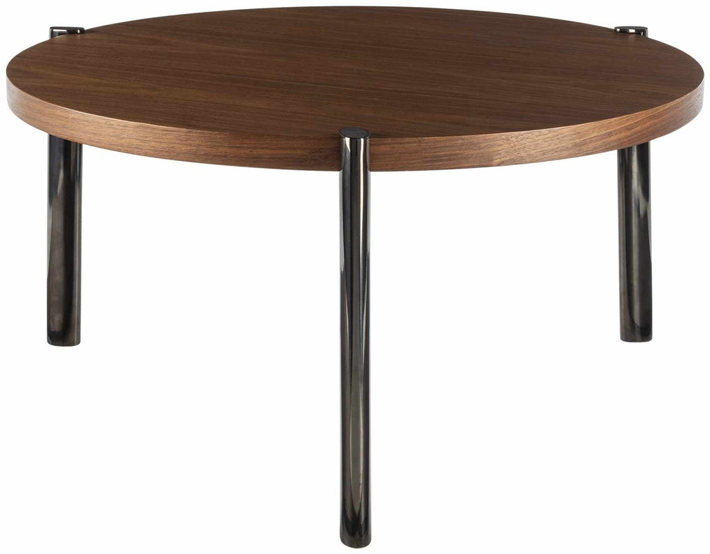 Palasbari Round Walnut Metal Coffee Table - Clearance