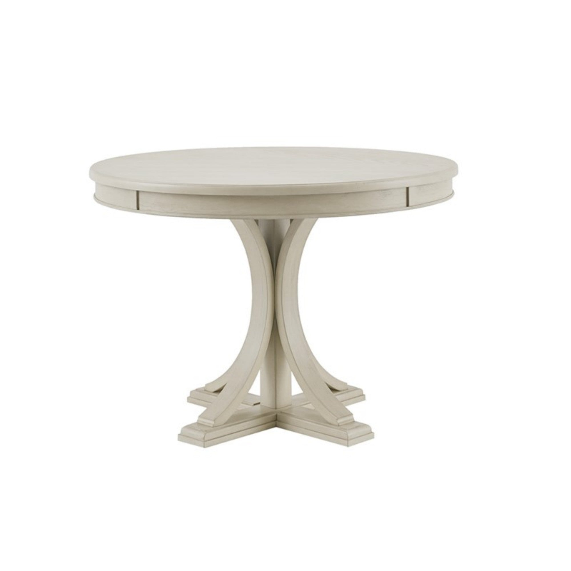Classic Round Dining Table with Solid Wood Finish, Antique Cream, 44' Diameter