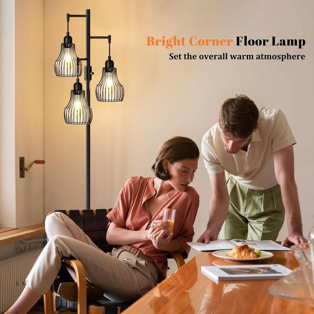 Dimmable Floor Lamp SeventyInch Black Edison Bulbs Included-4