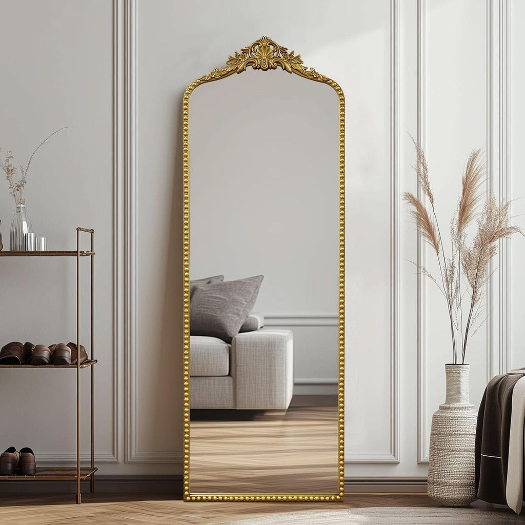 65 Inch Gold Baroque Full Length Floor Mirror Ornate Antique-0