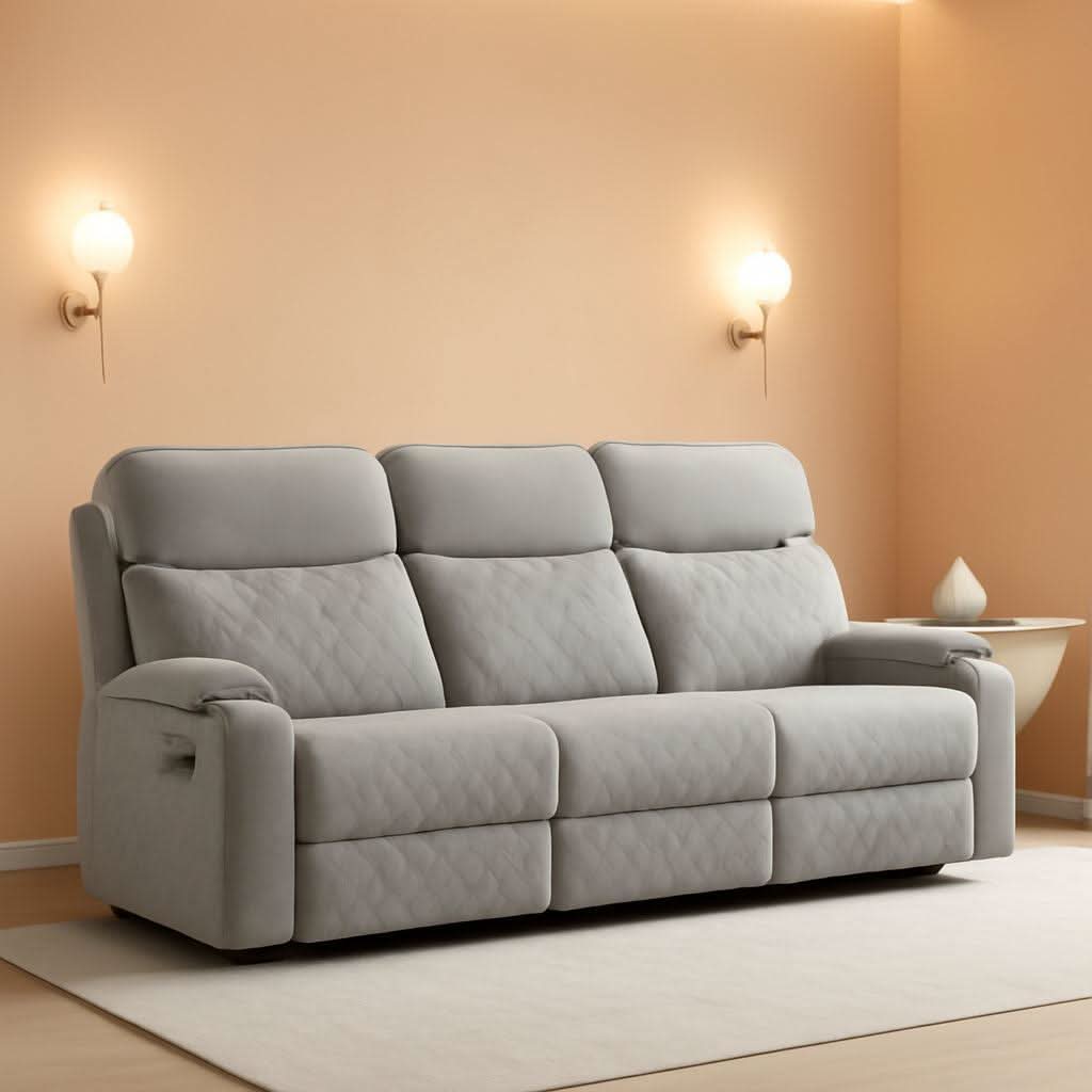 Electric Recliner Sofa USB Type C Ports Light Grey-0