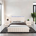 Beige Full Size Bed 2x Nightstands Bedroom Set