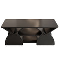 Modern Geometric Engineered Wood Coffee Table with Rounded Corners, Black, 47.24' x 23.62', Sturdy Frame with Open Shelves for Living Room or Office
