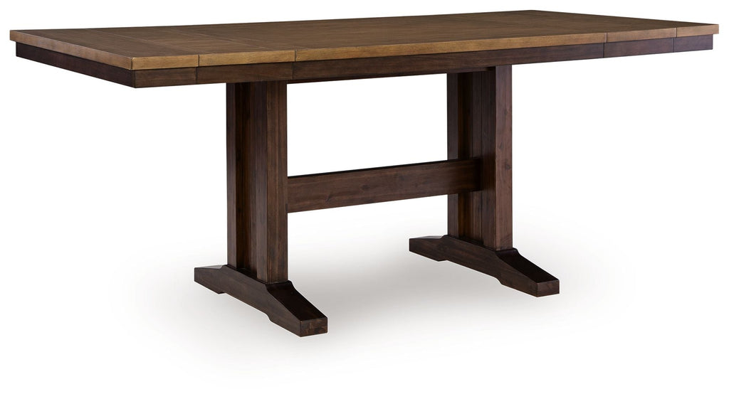 Rylandeen - Rectangular Dining Room Counter Height Extension Table - Light Brown / Dark Brown-0
