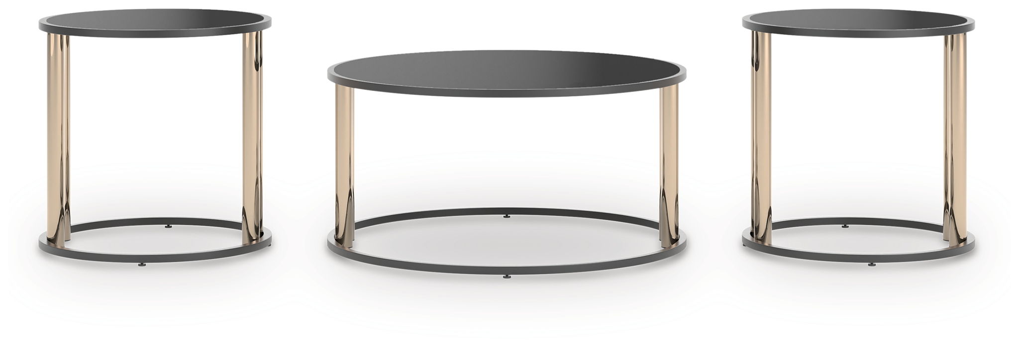 Hannerly - Occasional Table Set (Set of 3) - Black / Gold Finish-2