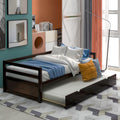 Espresso Twin Daybed with Trundle Frame Set, Pine Wood and MDF Construction, 76''L x 41.7''W x 25.9''H