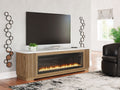 Camdill - 80" TV Stand With Electric Fireplace - Light Brown-0