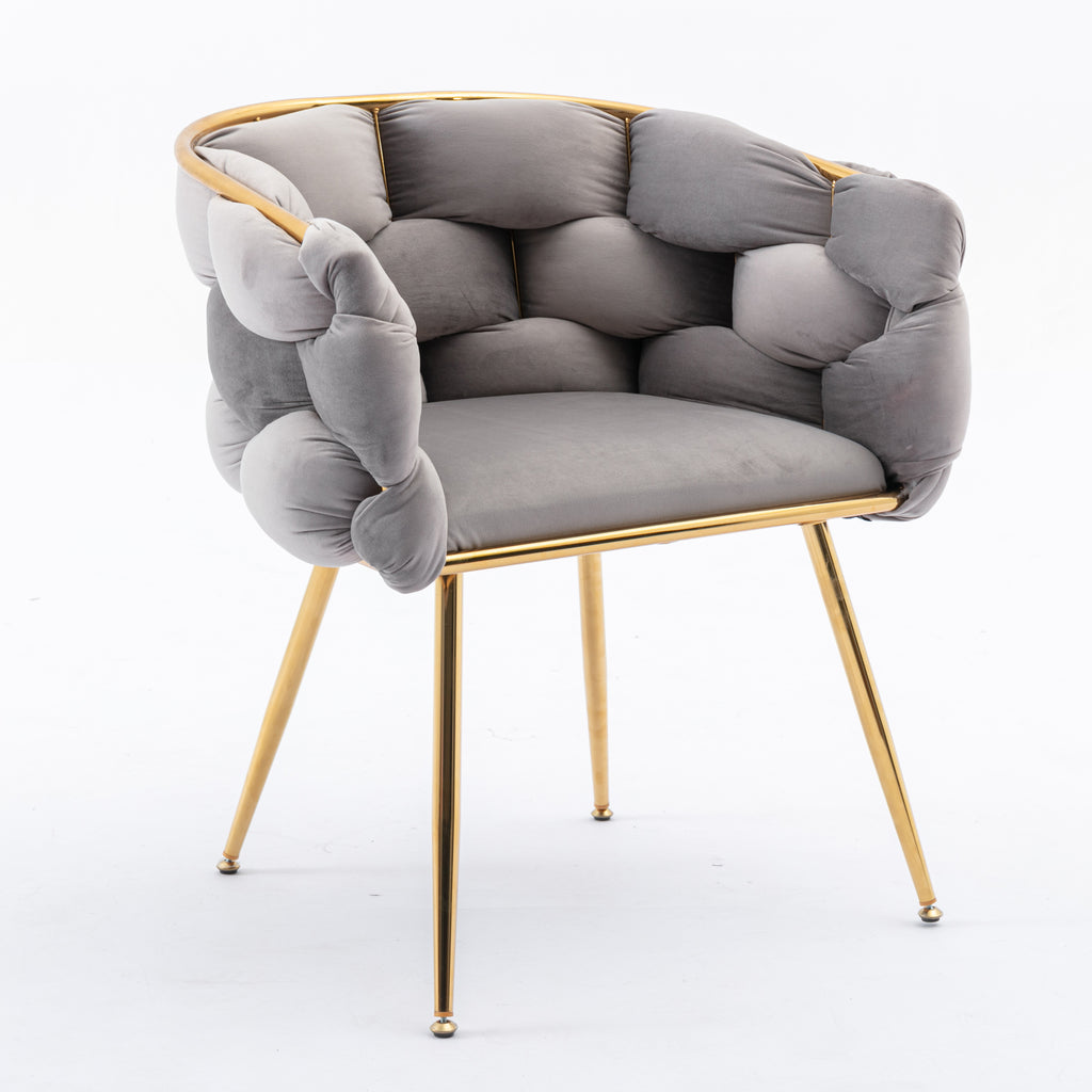 Luxury Modern Simple Leisure Velvet Single Sofa Chair Bedroom Lazy Person Household Dresser Stool Manicure Table Back Chair Gray