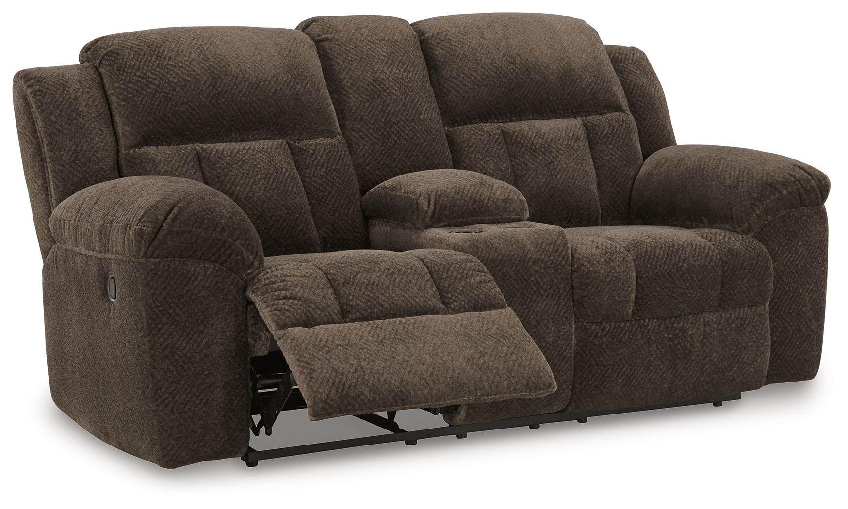 Frohn - Dbl Reclining Loveseat With Console - Fabric - Chocolate-2