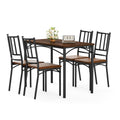 Dining Table Set, Bar Table with 4 Dining Benches, Kitchen Table Counter with Chairs, Industrial for Kitchen Breakfast Table, Living Room, Party Room, Walnut, 43.3″L x23.6″W x 30.1″H