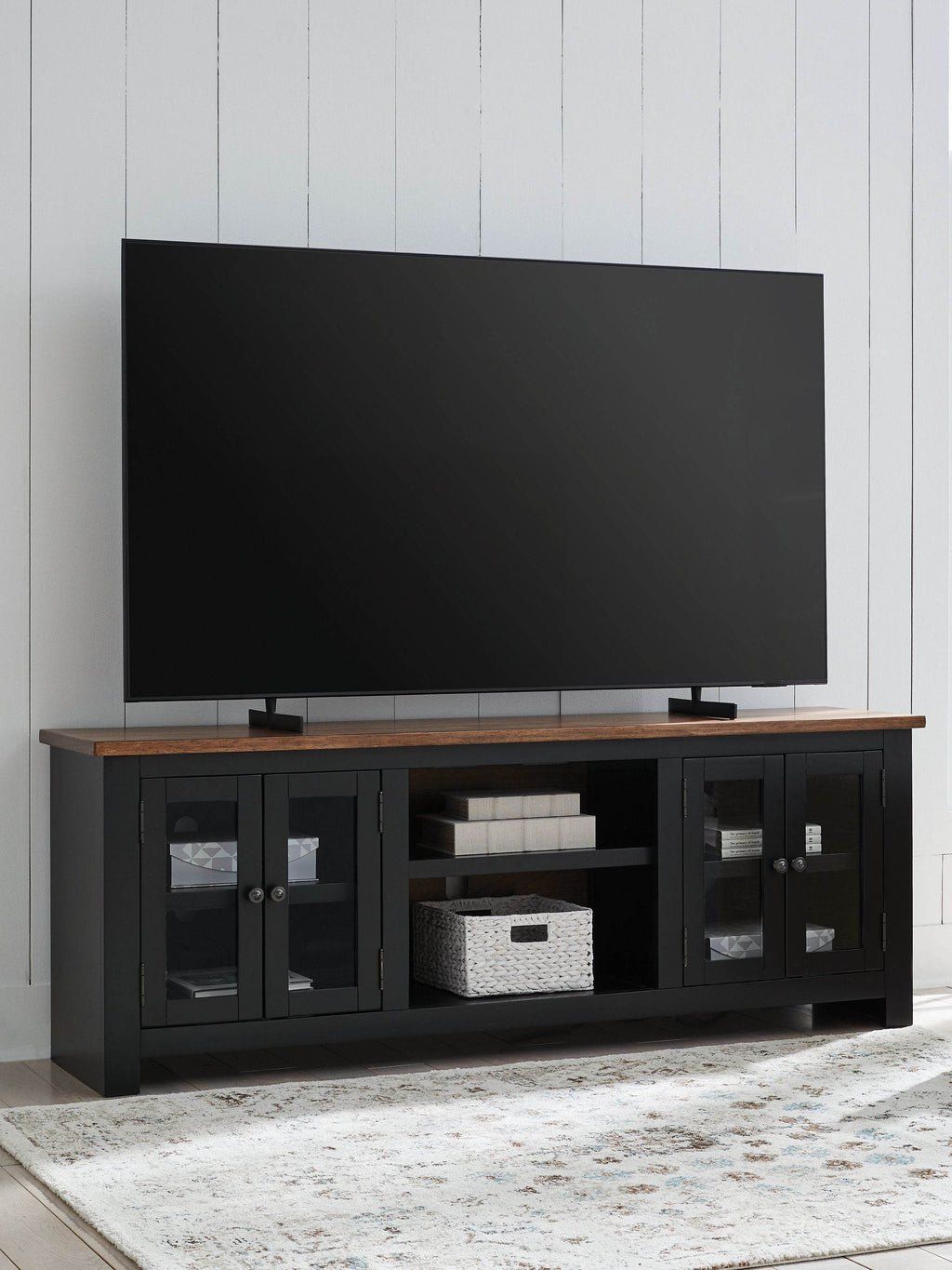 Wildenauer - XL TV Stand With Fireplace Option - Brown / Black-0