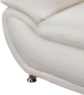 Leather 3 Piece Living Room Set Cream White With 3 Seater Sofa Loveseat And Armchair