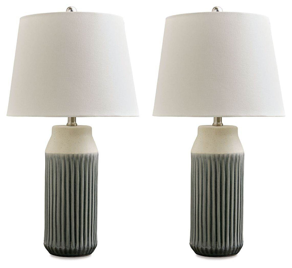 Afener - Ceramic Table Lamp (Set of 2) - Blue / Beige-0
