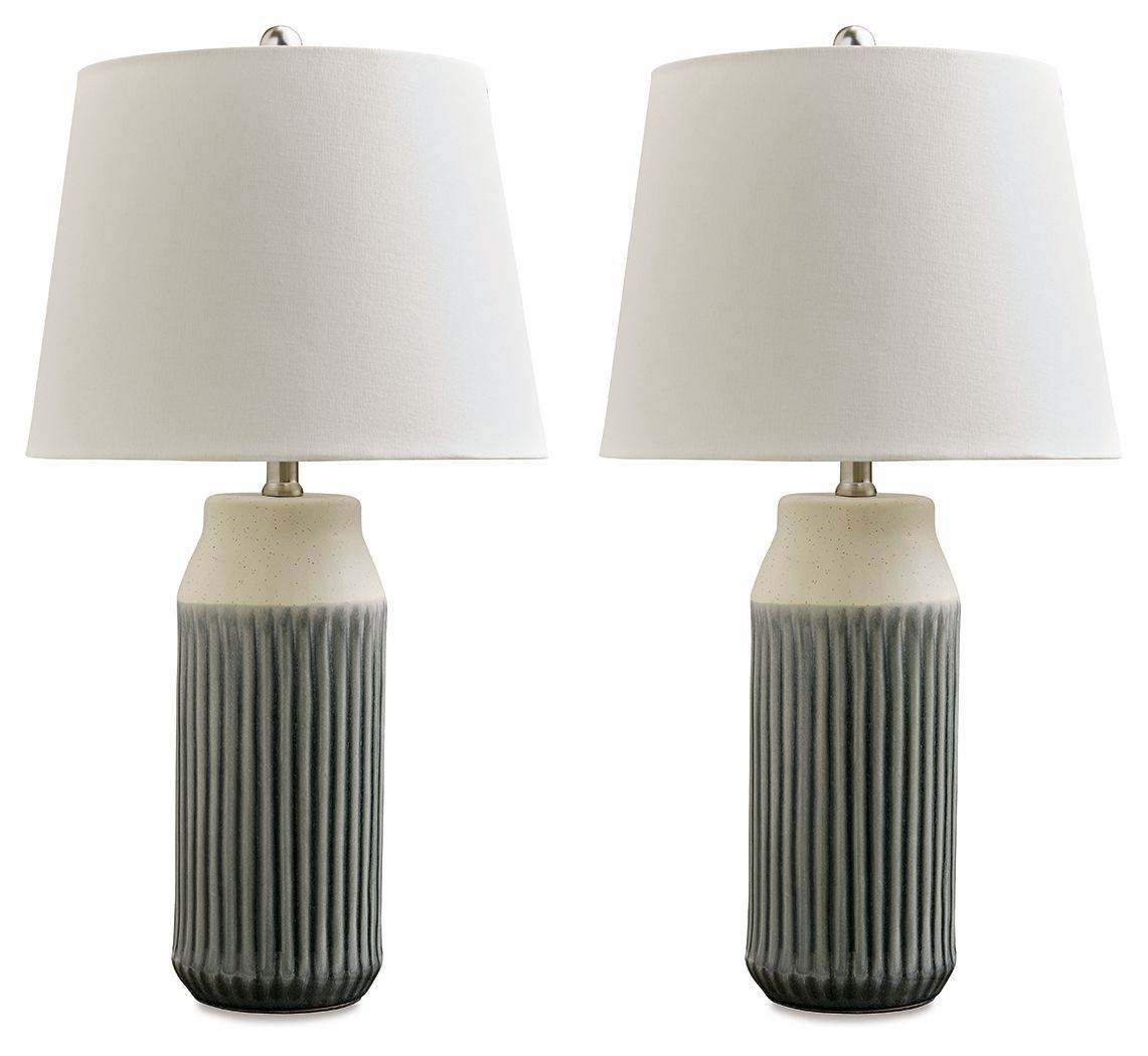 Afener - Ceramic Table Lamp (Set of 2) - Blue / Beige-0