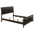 Pocatello Cappuccino 4-Piece Queen Bedroom Set with Upholstered Black Leatherette Headboard and Mirror in Deep Cappuccino Finish, Wood Construction