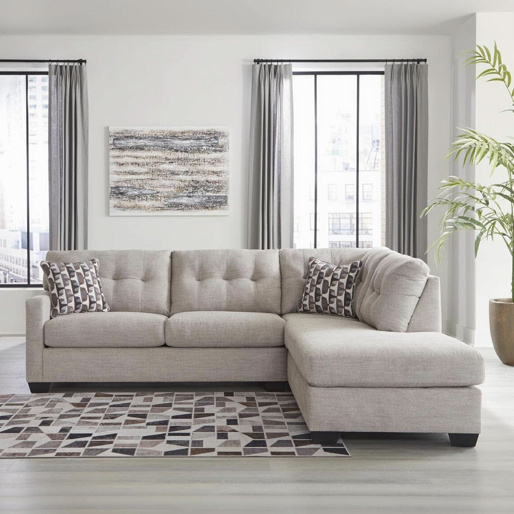 Beige Sleeper Sectional Featuring Chaise Memory Foam-1
