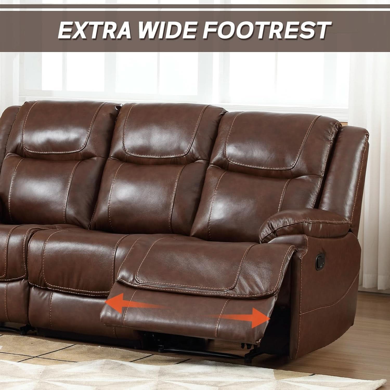 Manual Recliner Sofa Set Brown Living Room Collection-4