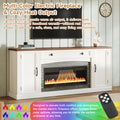 ON-TREND Heating Electric Fireplace TV Stand with Mantel for TVs Up to 70', Farmhouse Console Cabinet with Cable Management, Walnut TV Cabinet with Drawer and Adjustable Shelves for Living Room, White