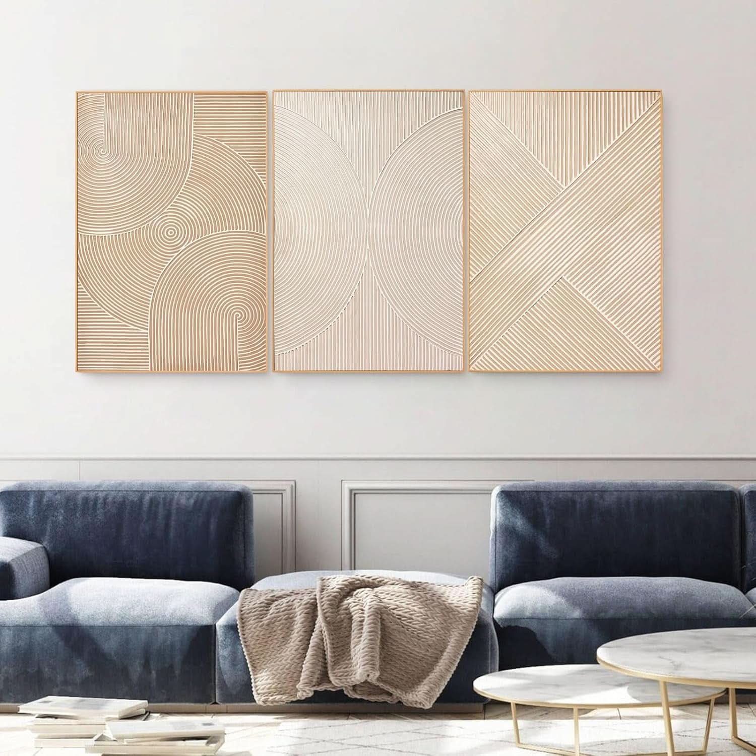 Neutral Oversized 3D Textured Abstract Expressionist Wall Art-4
