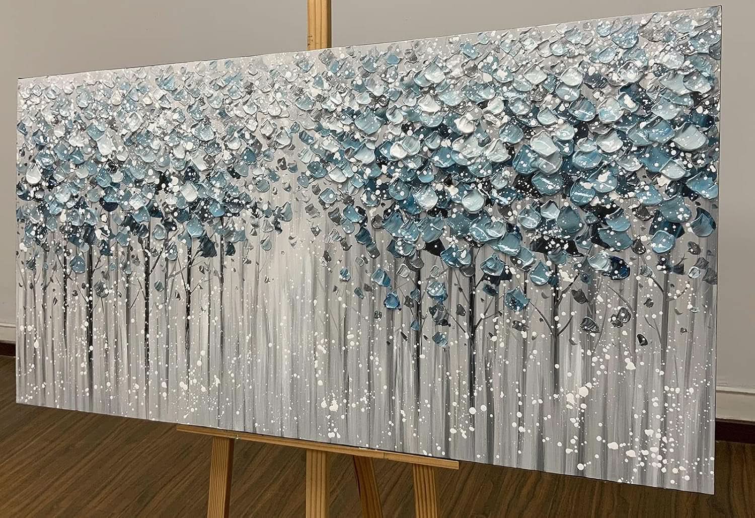 Blue Forest 3D Oil Painting 30x60 Framed Canvas Art Edition-2