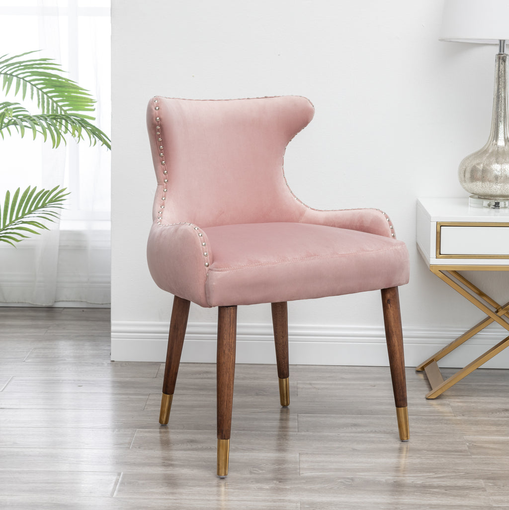 Contemporary Velvet Upholstered Nailhead Trim Accent Chair