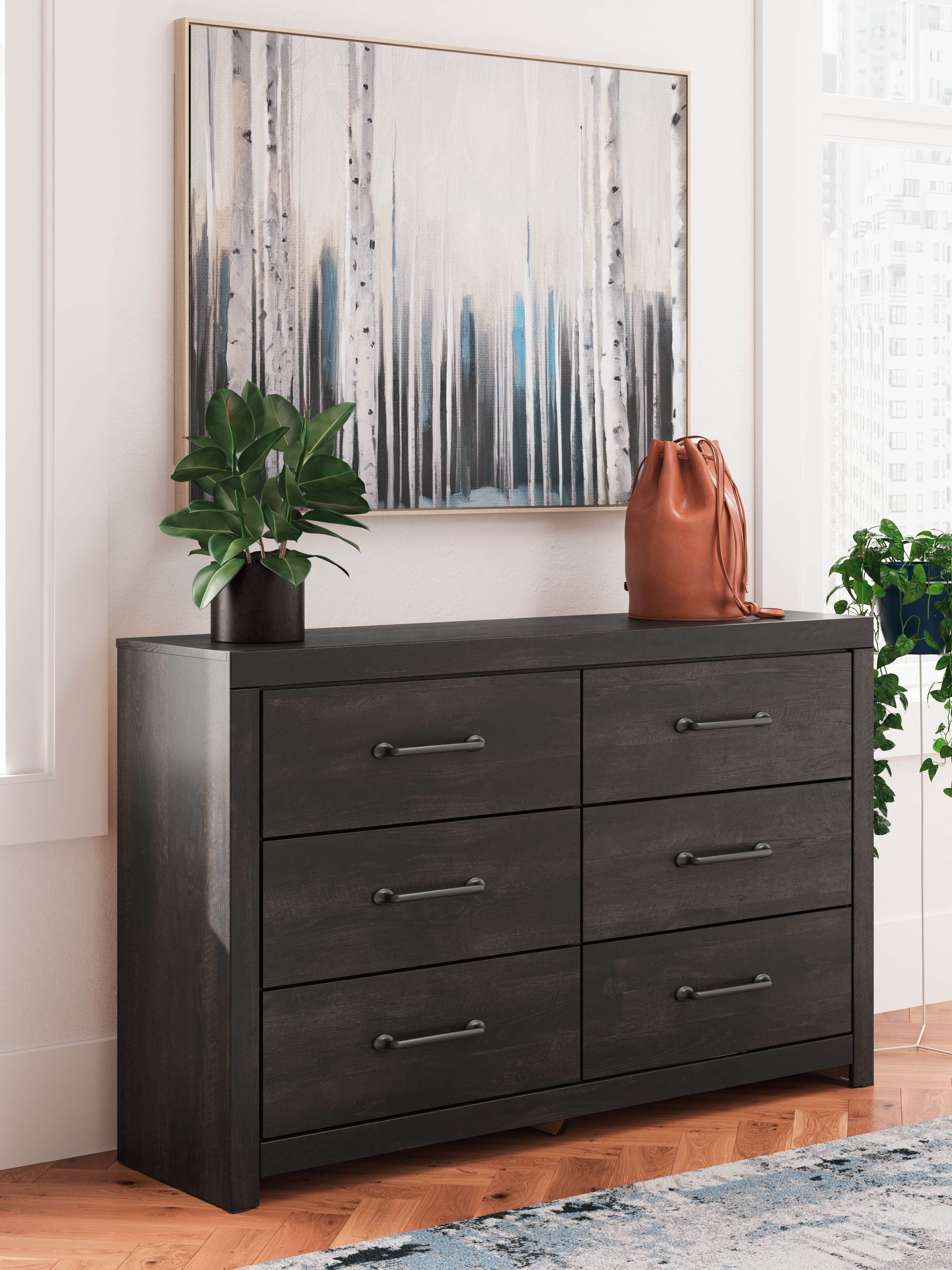 Hollivern - Six Drawer Dresser - Dark Gray-2