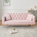 71 inch convertible love seat sofa, American retro pink velvet, suitable for small living room, bedroom, office