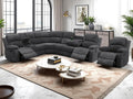 Midnight Grey Corduroy Manual Recliner Sectional Sofa-0