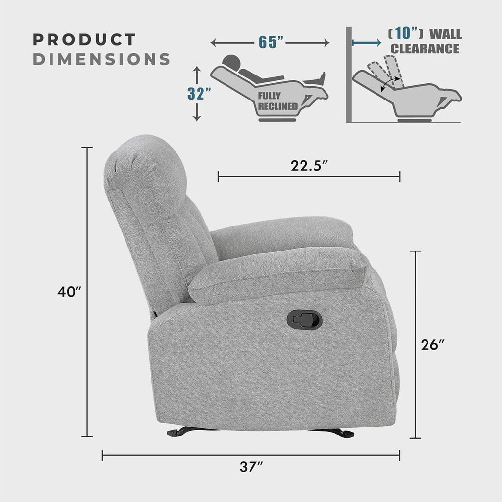 Gray Chenille Double Recliner Sofa Durable Upholstery-4