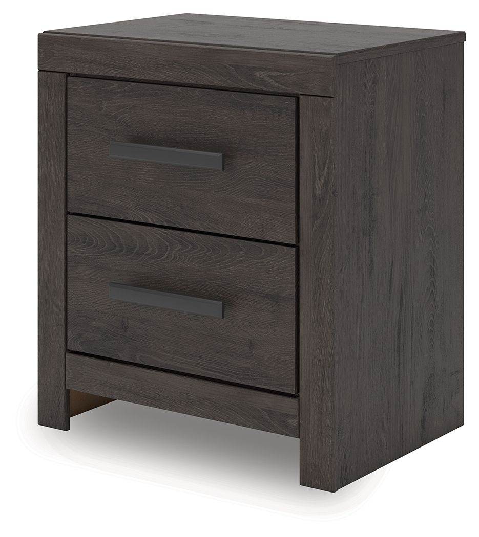 Prendonea - Two Drawer Night Stand - Charcoal-2