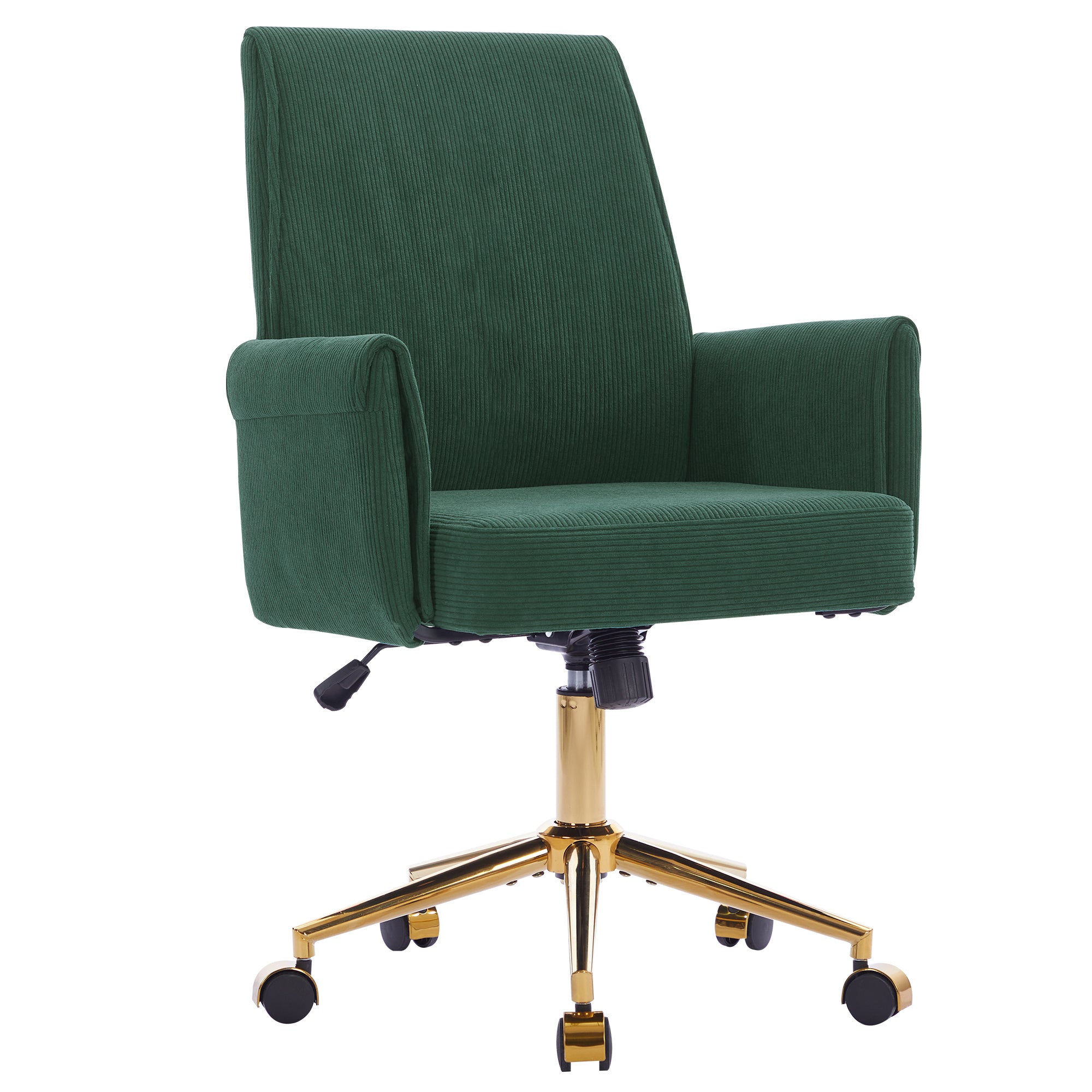 Ergonomic Mid-Back Office Chair with Striped Fabric, Green Corduroy, 25.2L x 24.0W x 39.0H inches