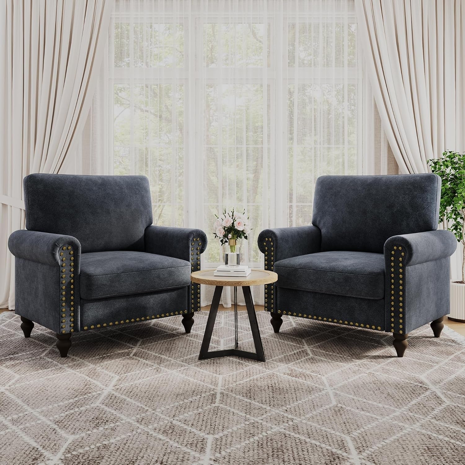 Dark Grey Upholstered Oversized Accent Chair 22Inch