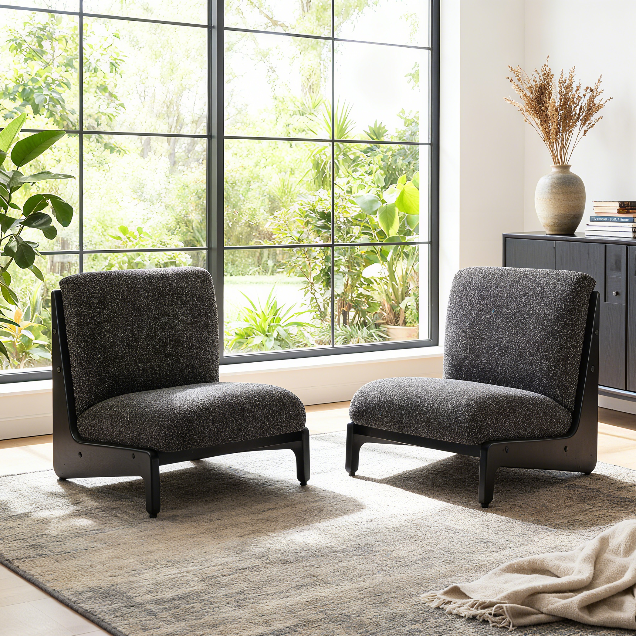 Scott Living Moda Accent Chair Black with Solid Wood Frame, Set of 2
