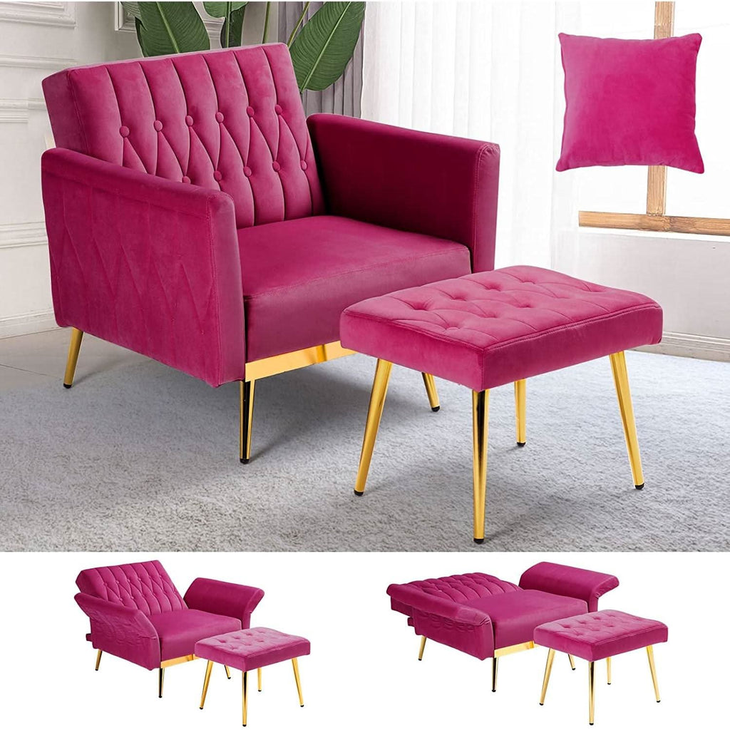 Accent Chair Recliner With Adjustable Armrests Fuchsia-1