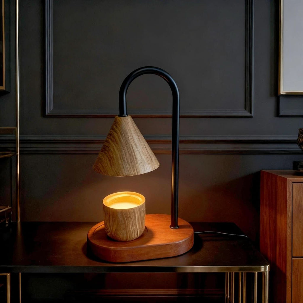 Candle Warmer Lamp Wood Grain Dimmable Wax Melt Warmer-1